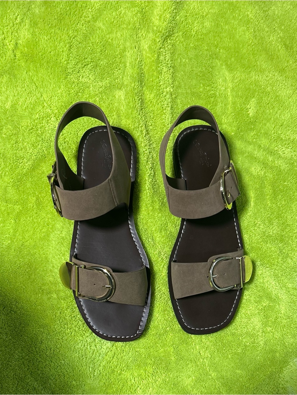 Universal Thread Olive Green Double-Buckle Sandals